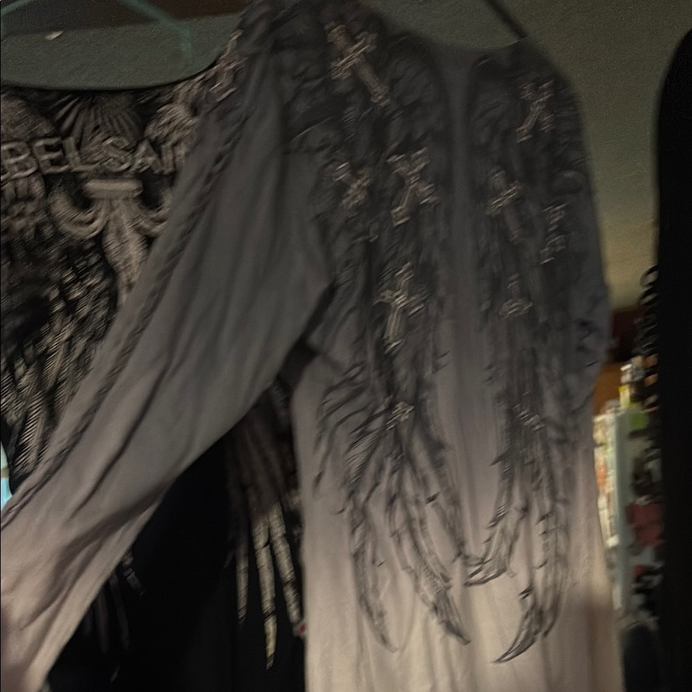 Black Long Sleeve Graphic Blouse - Picture 12 of 13